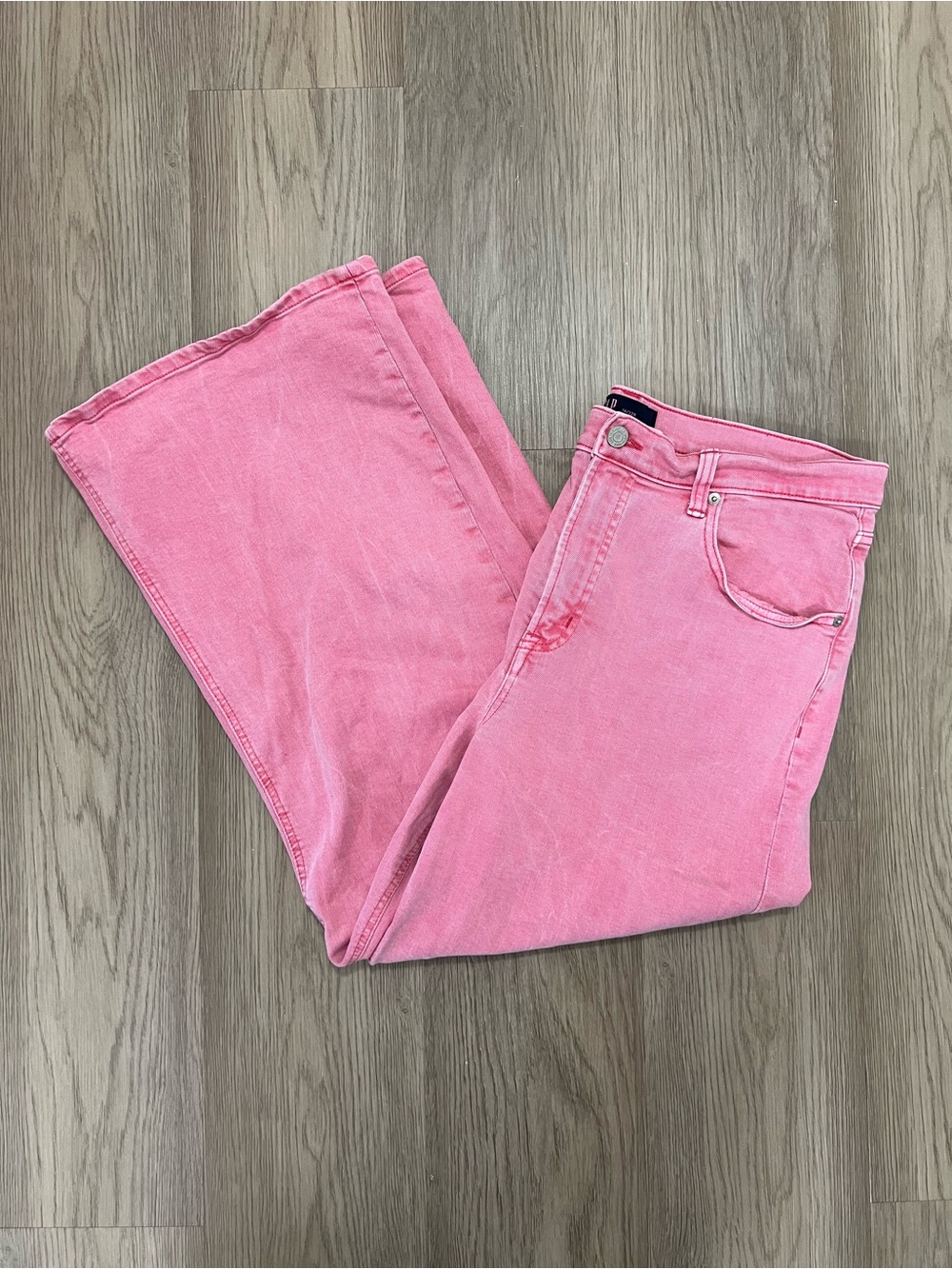 GAP High Rise Wide Leg Crop Jeans Pink Denim Size 14 / 32R